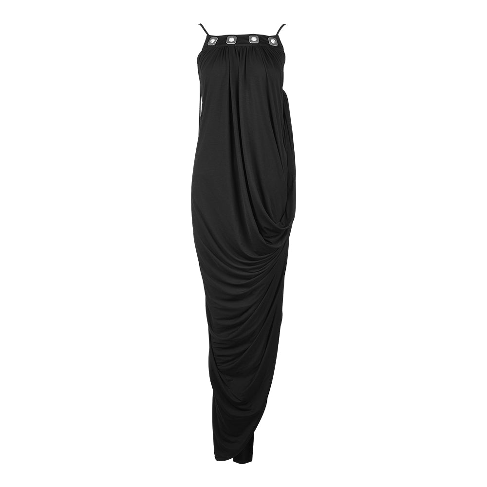 TAILORED PLEATED STRAPLESS MAXI DRESS