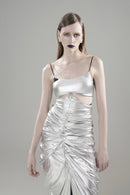 LIGHTNING SILVER PLEATED MAX SKIRT