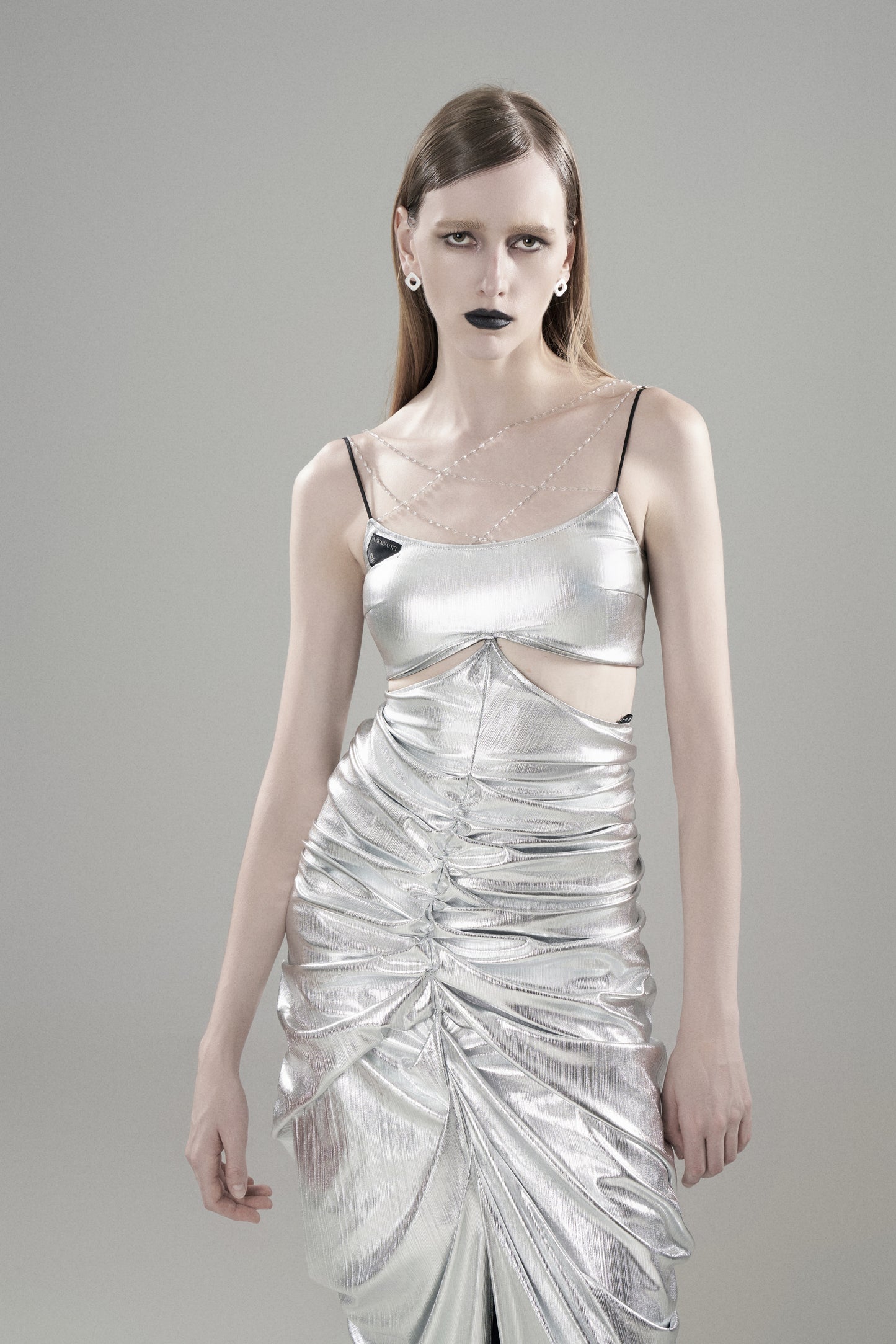 LIGHTNING SILVER PLEATED MAX SKIRT