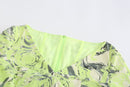 NEOR GREEN PRINTED SWIMSUIT WITH GATHERED. SLEEVES