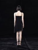 BLACK HALTERNNECK DRAPED DRESS WITH CUT-OUTS