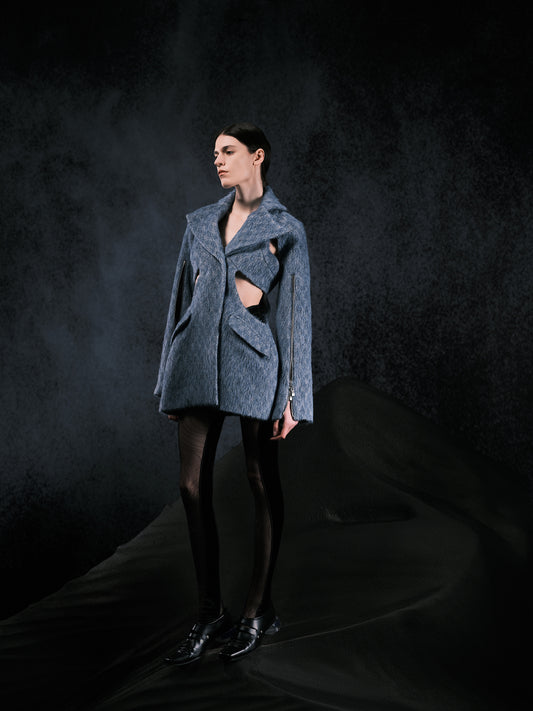 Cut-out Wool Coat