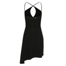 BLACK HALTERNNECK DRAPED DRESS WITH CUT-OUTS