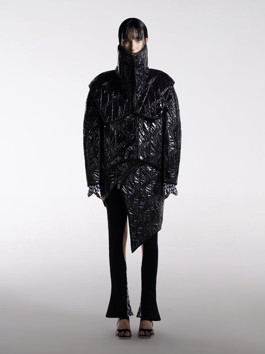 OVERSIZED QUITED JACKET WITH DESIGNED SILHOUETTE